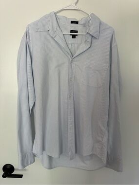 J. Crew Men's Pale Blue Pinstripe Button-Down Shirt